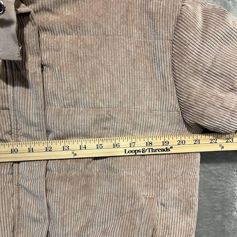 Fashion Nova Puffer Jacket Women Size L Taupe Corduroy Quilted JKJR000350FN - Picture 8 of 8